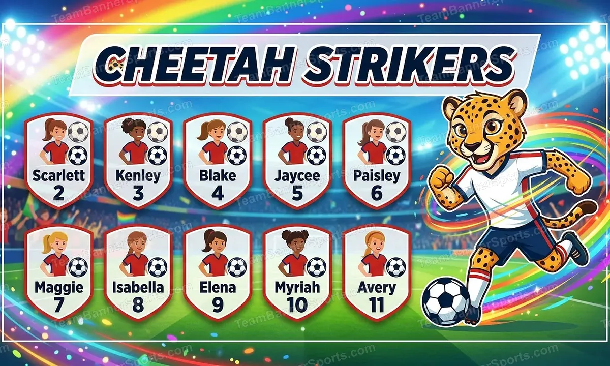 Cheetah Strikers soccer team banner created with AI