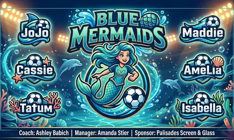 Blue Mermaids Soccer AI image template