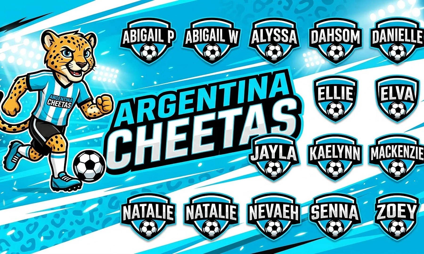 Argentina Cheetas soccer team banner created with AI