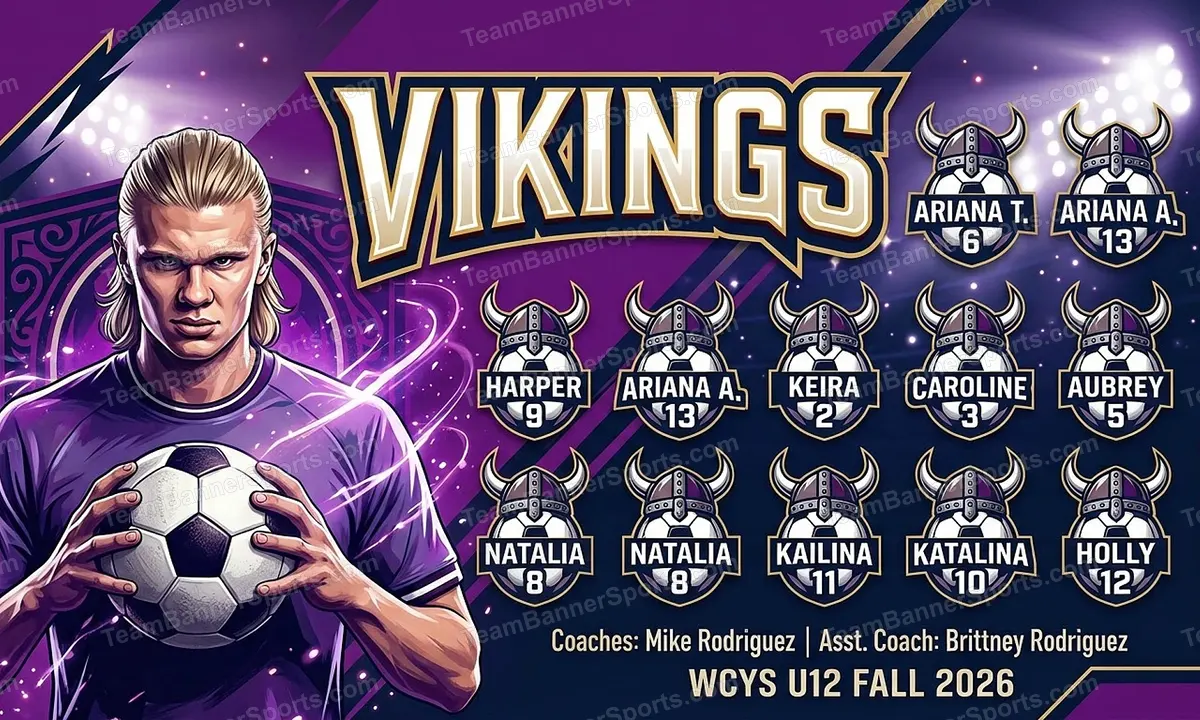 Vikings soccer team banner created with AI