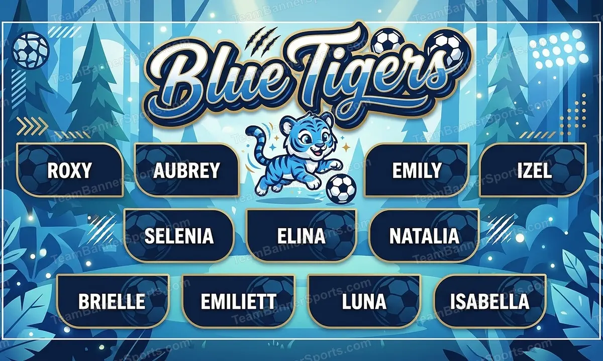 Blue Tigers soccer team banner created with AI