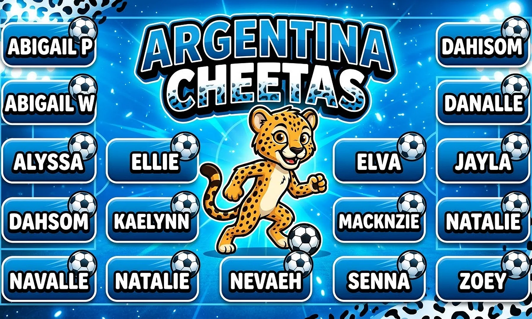 Argentina Cheetas soccer team banner created with AI