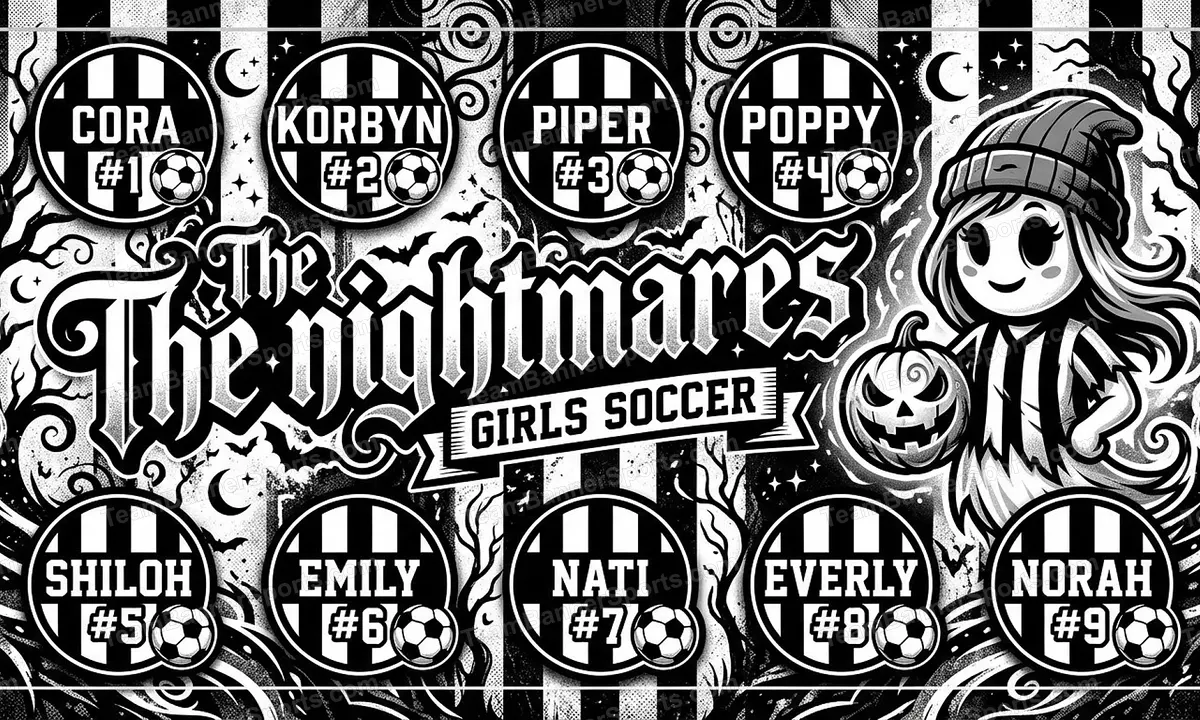 The nightmares soccer team banner created with AI