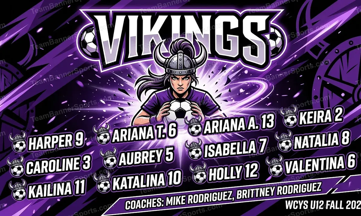 Vikings soccer team banner created with AI