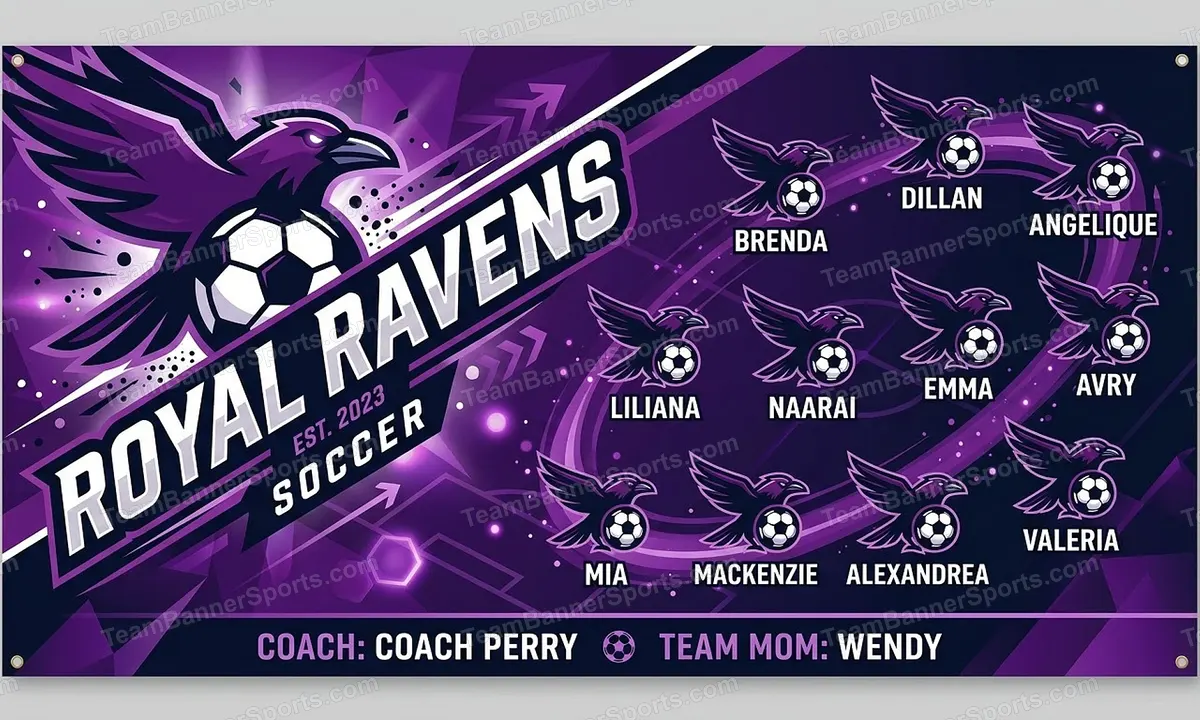 Royal Ravens soccer team banner created with AI