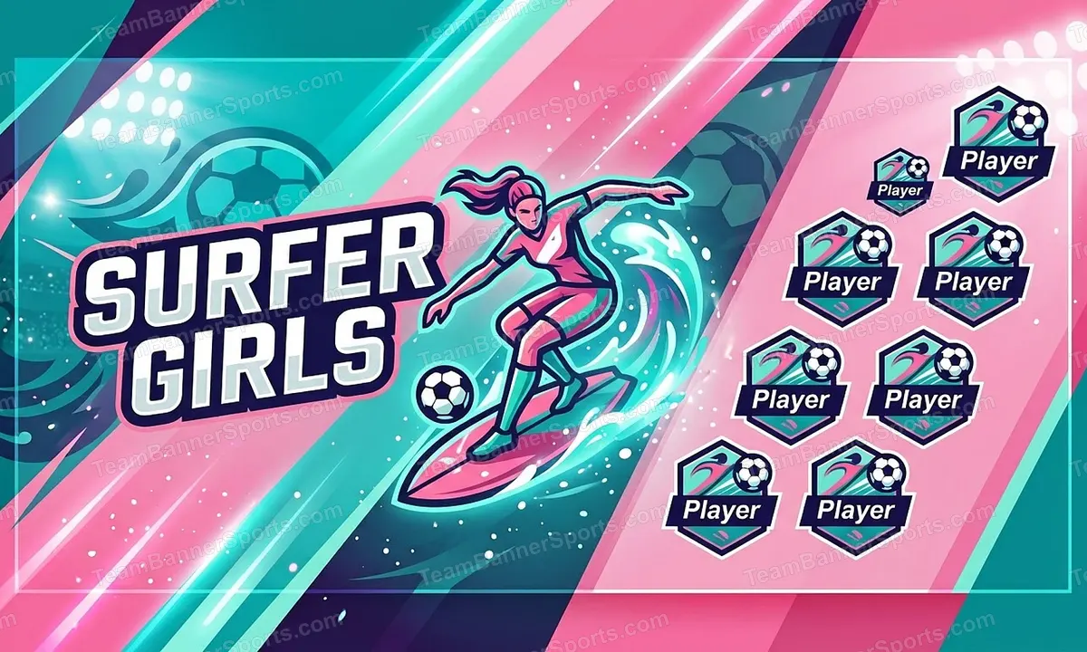 Surfer Girls soccer team banner created with AI