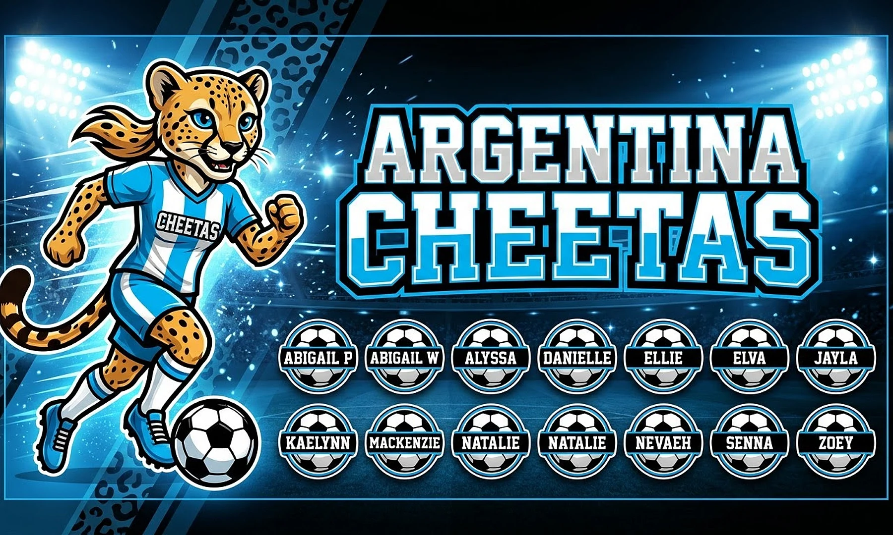Argentina Cheetas soccer team banner created with AI