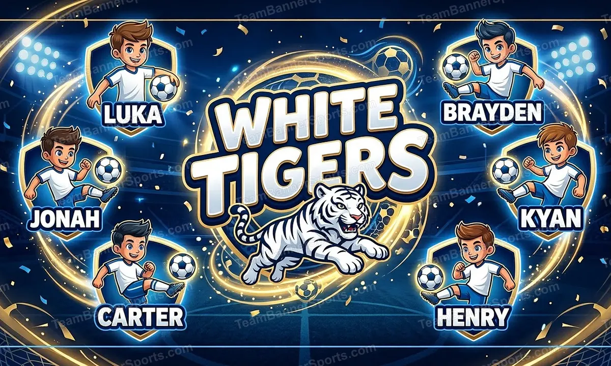 White Tigers soccer team banner created with AI
