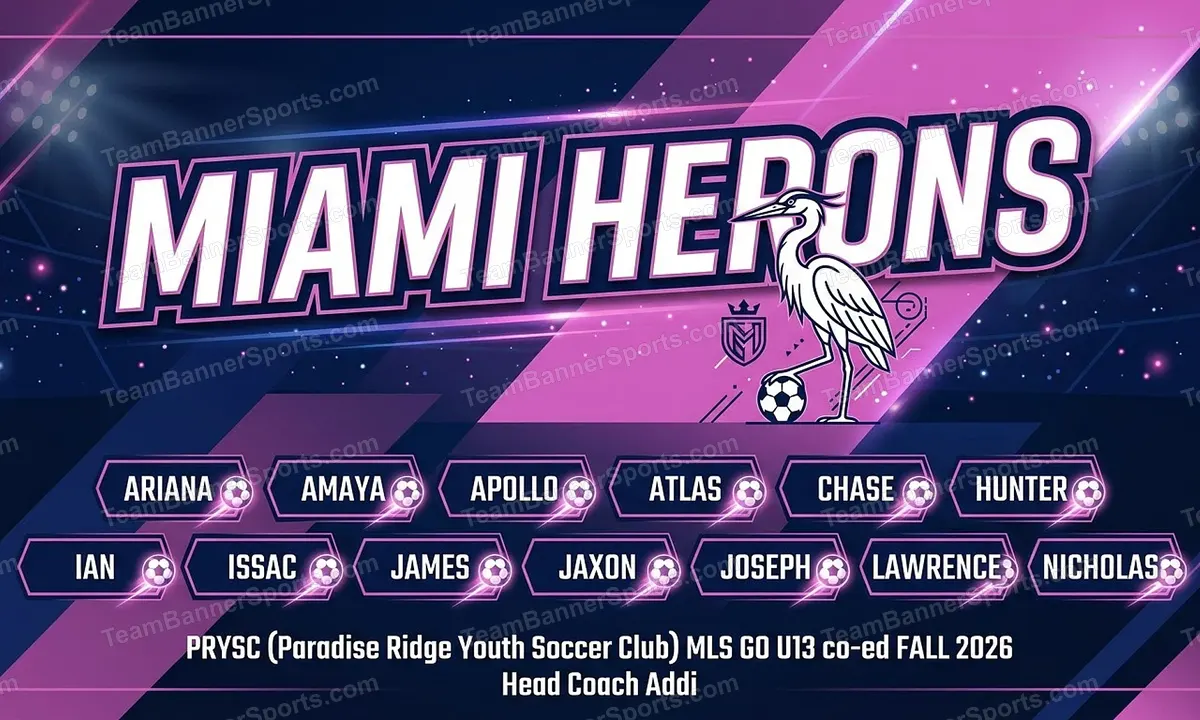 Miami Herons soccer team banner created with AI