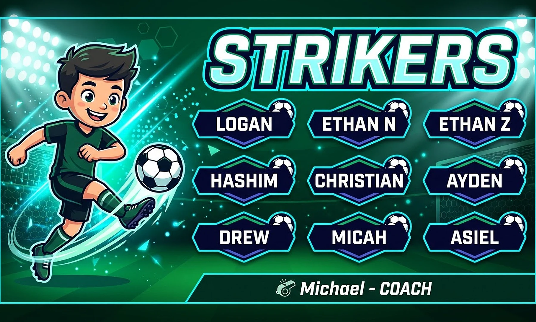 Strikers soccer team banner created with AI