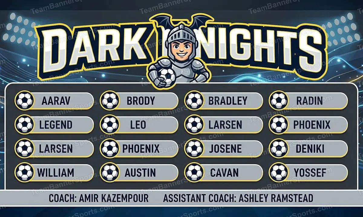 Dark Knights soccer team banner created with AI