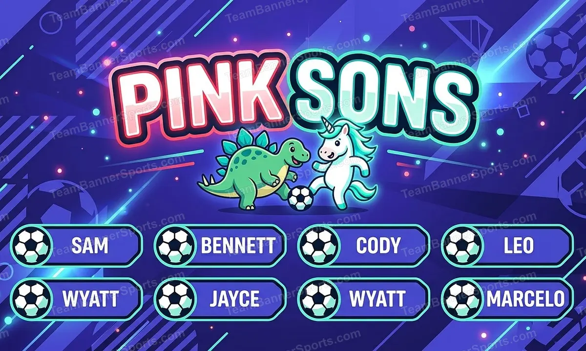 pink sons soccer team banner created with AI