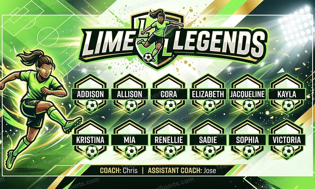 Lime Legends soccer team banner created with AI