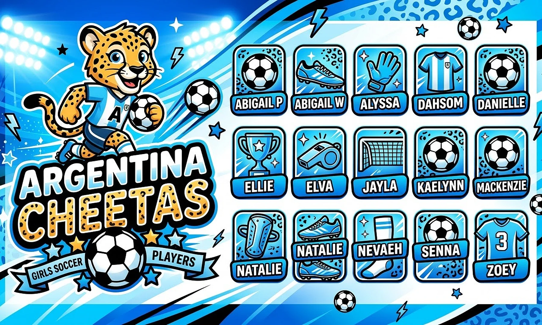 Argentina Cheetas soccer team banner created with AI