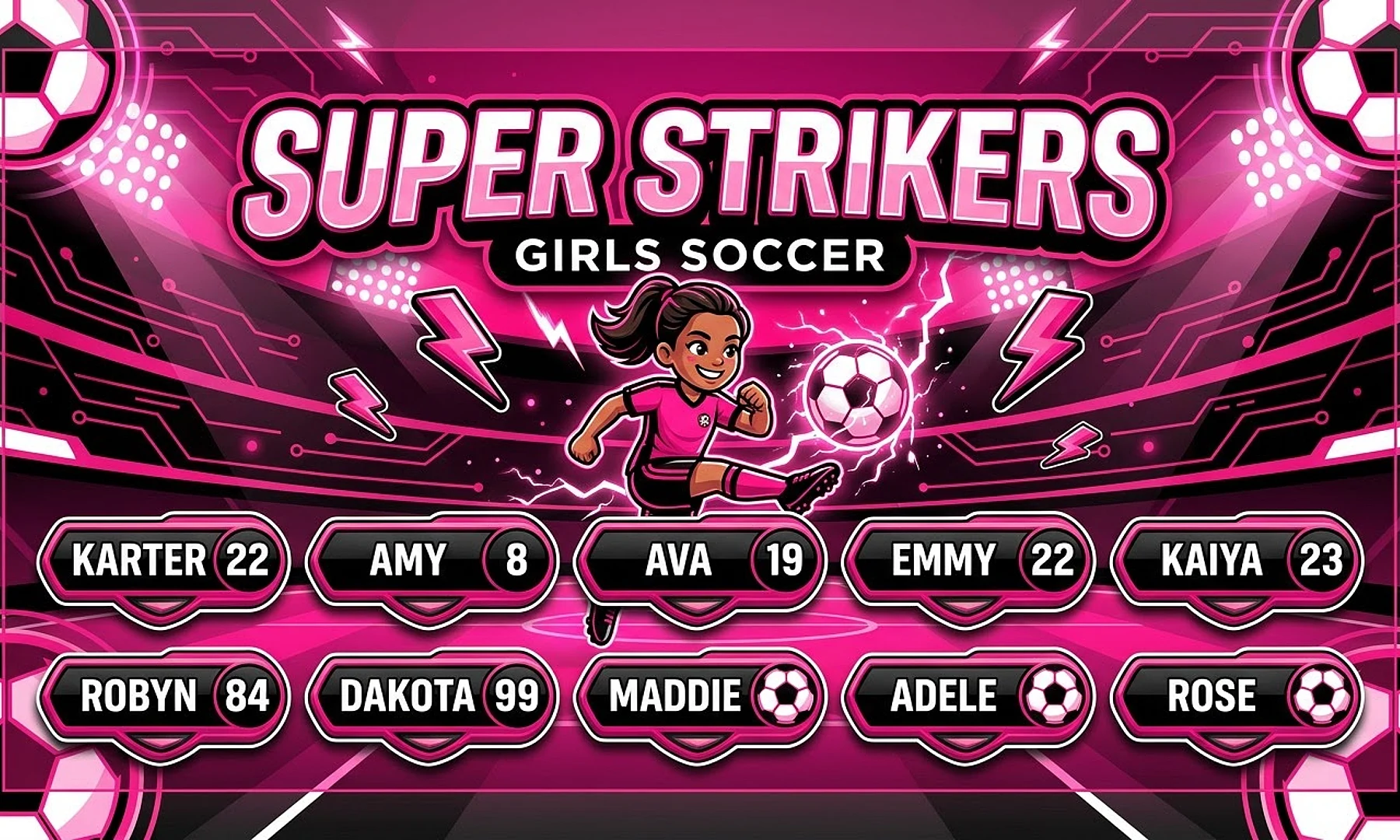 Super Strikers soccer team banner created with AI