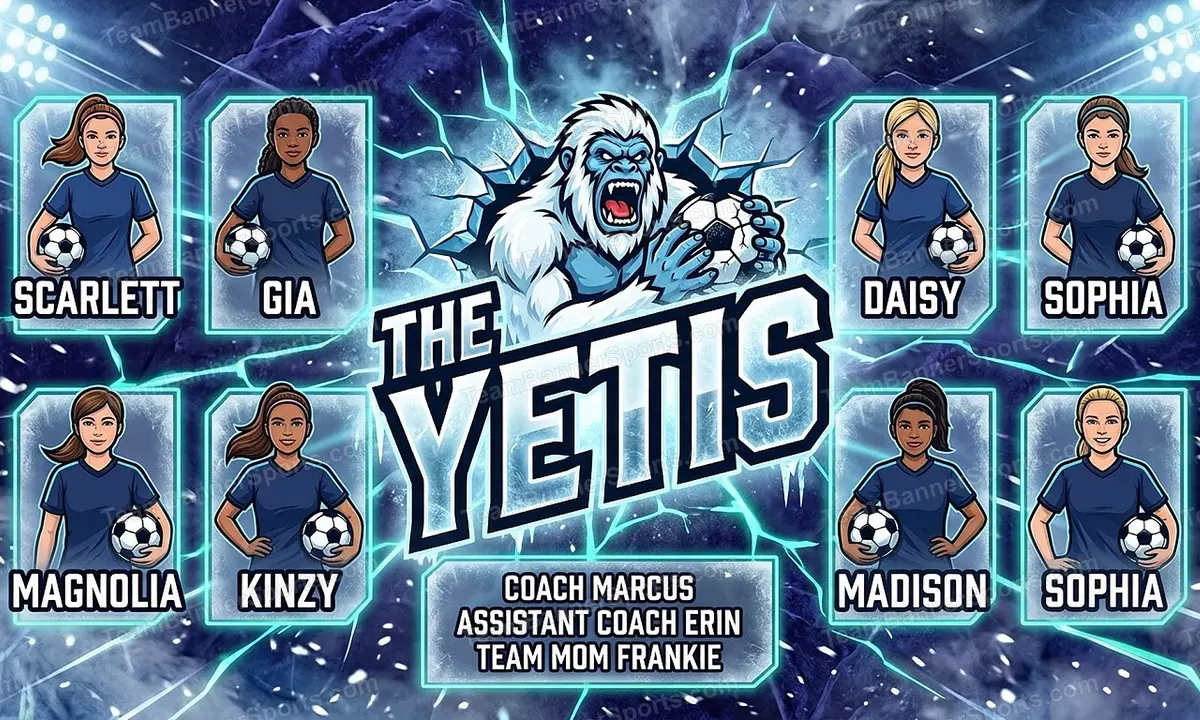 The Yetis soccer team banner created with AI