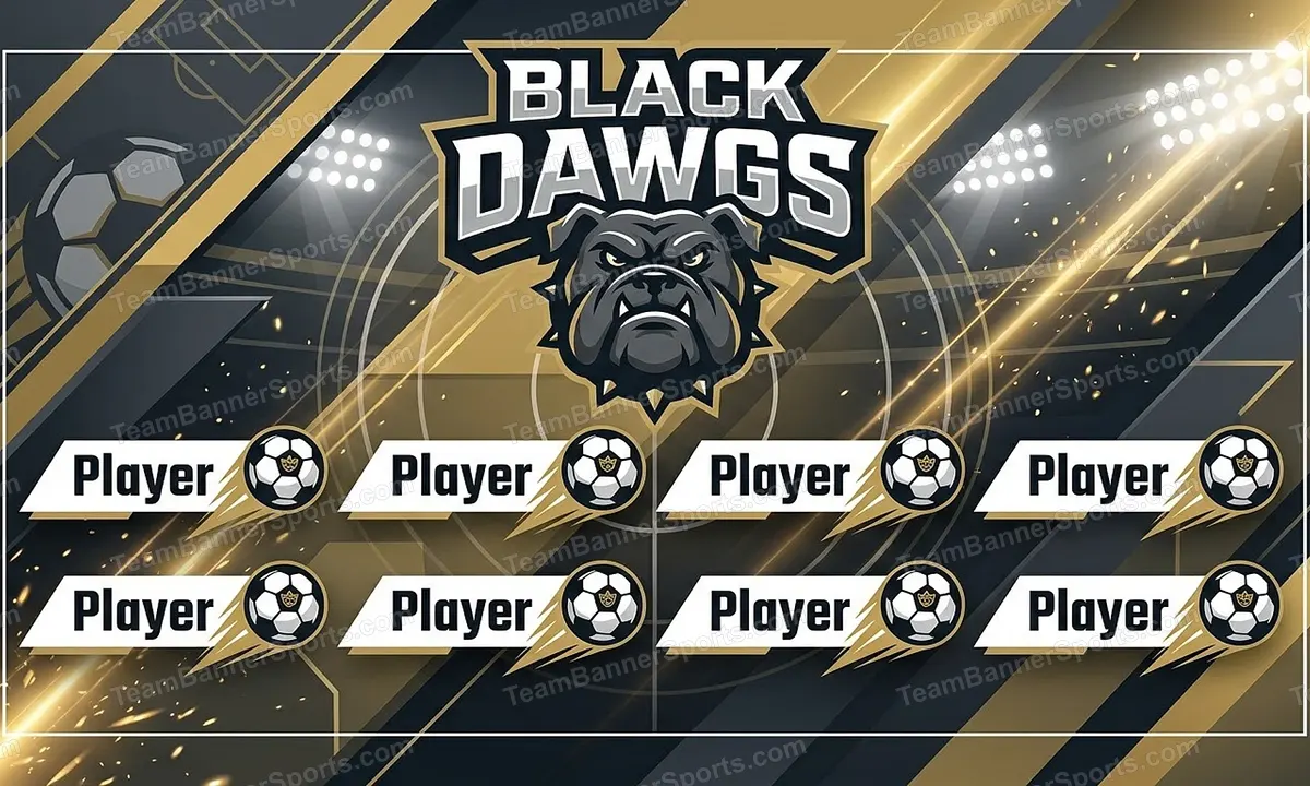 Black Dawgs soccer team banner created with AI