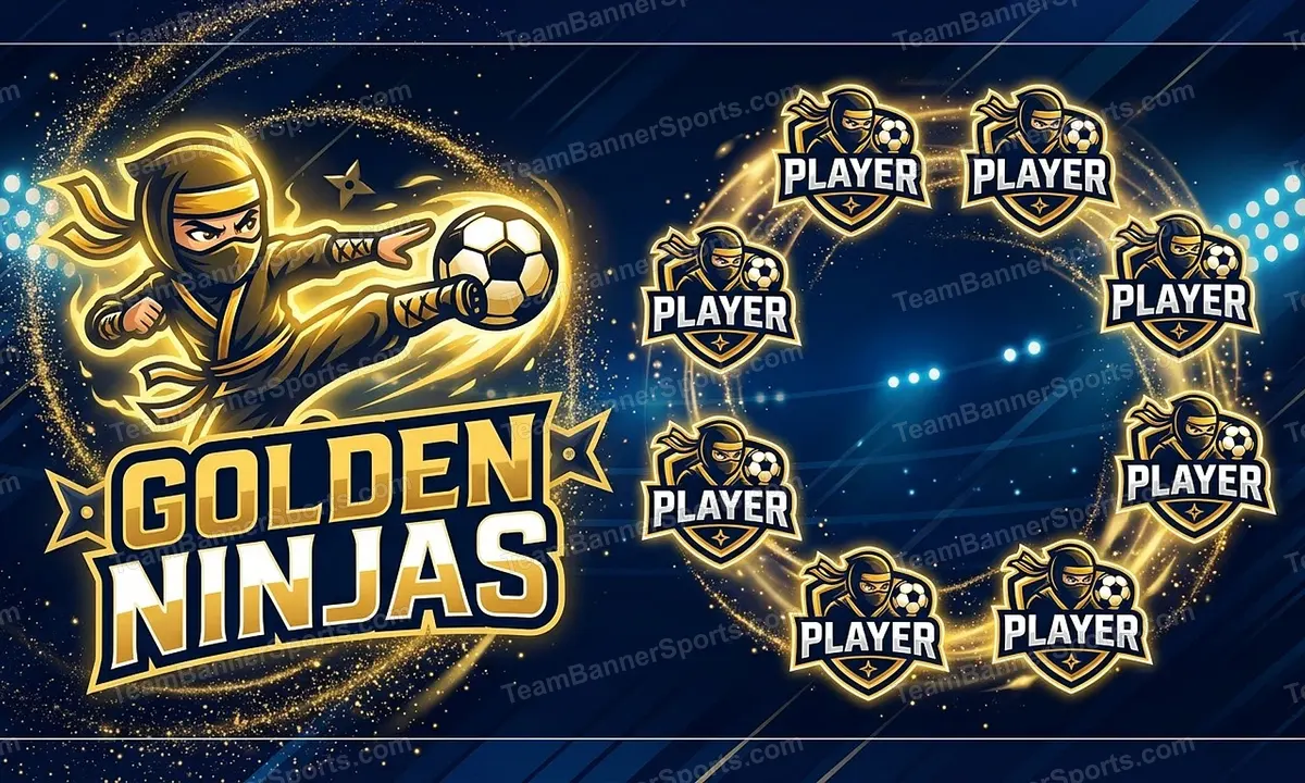 Golden Ninjas soccer team banner created with AI
