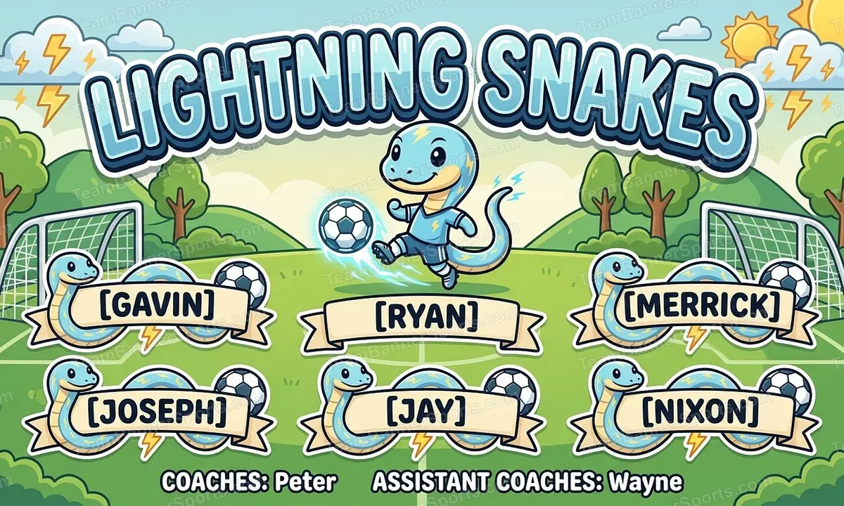 Lightning Snakes soccer team banner created with AI