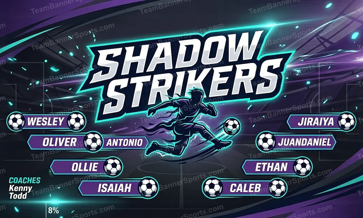 Shadow Strikers soccer team banner created with AI