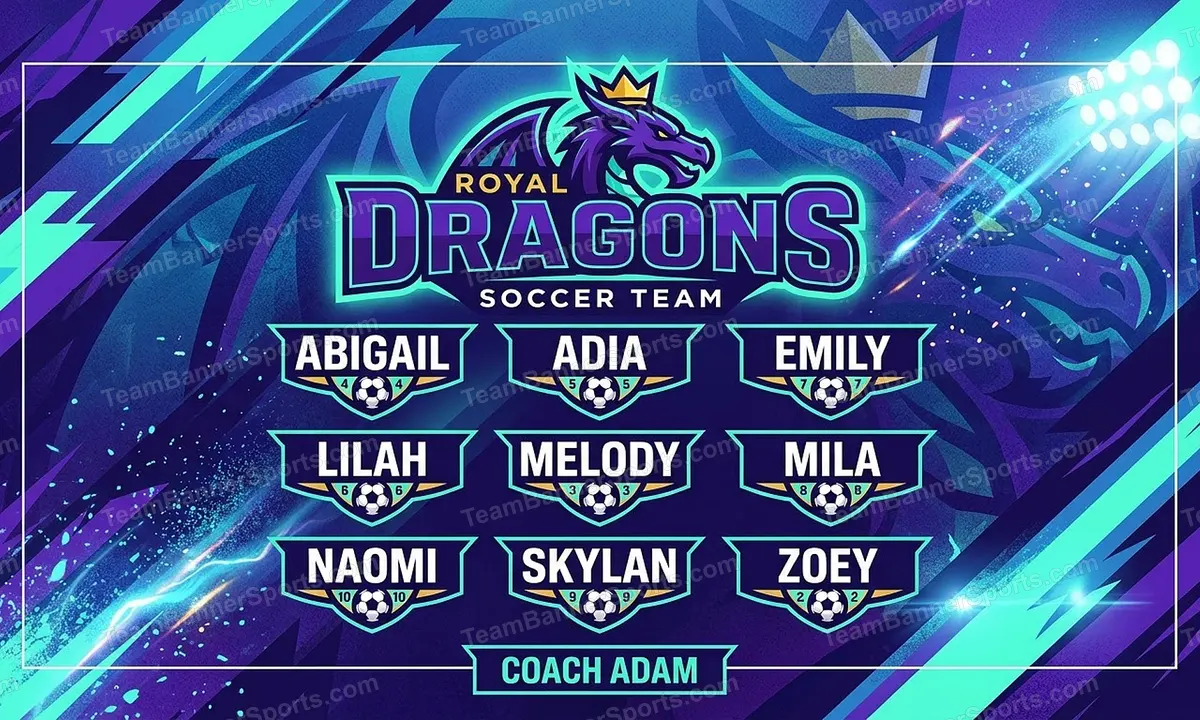 Royal Dragons soccer team banner created with AI
