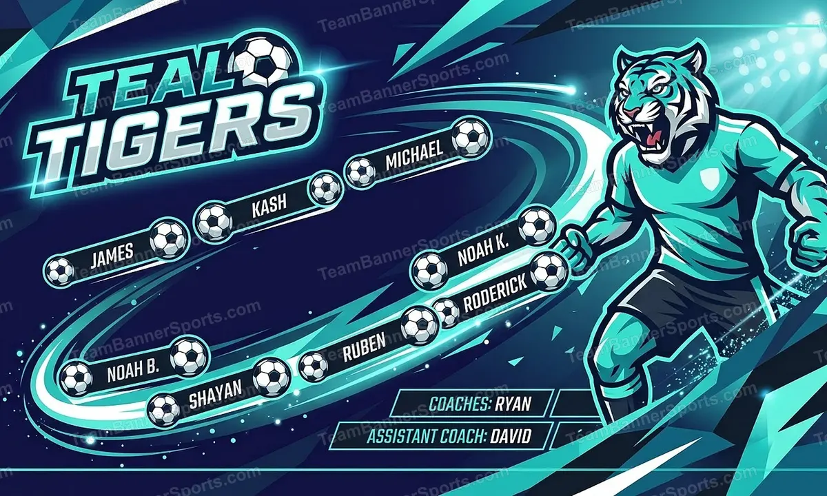 Teal Tigers soccer team banner created with AI