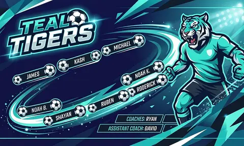 Teal Tigers Soccer AI image template