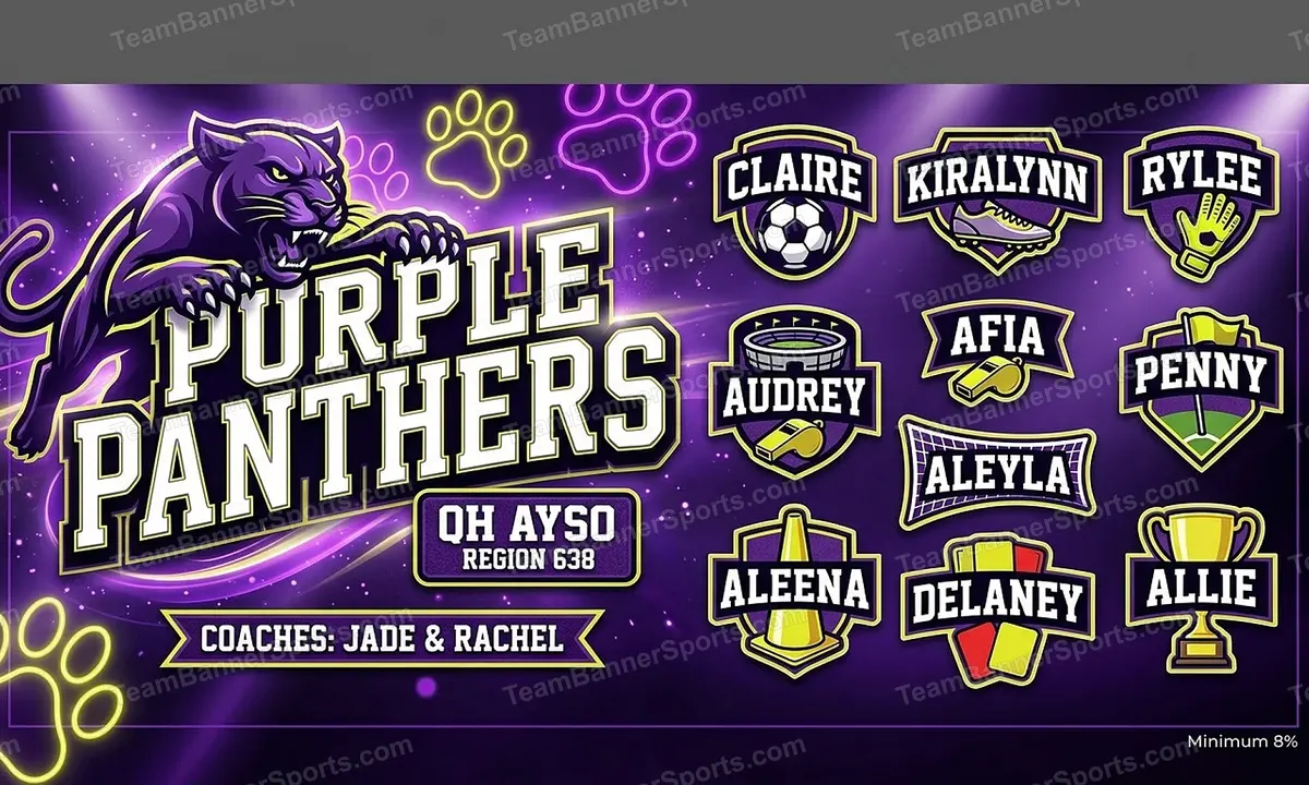 Purple Panthers soccer team banner created with AI