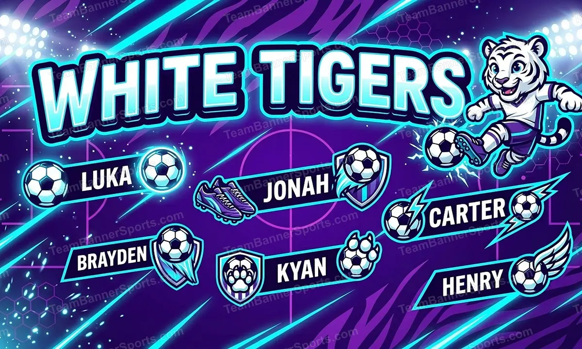 White Tigers soccer team banner created with AI