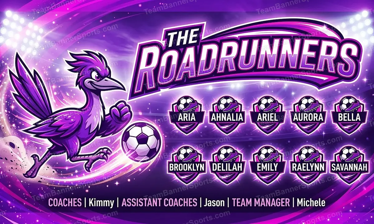 The Roadrunners soccer team banner created with AI