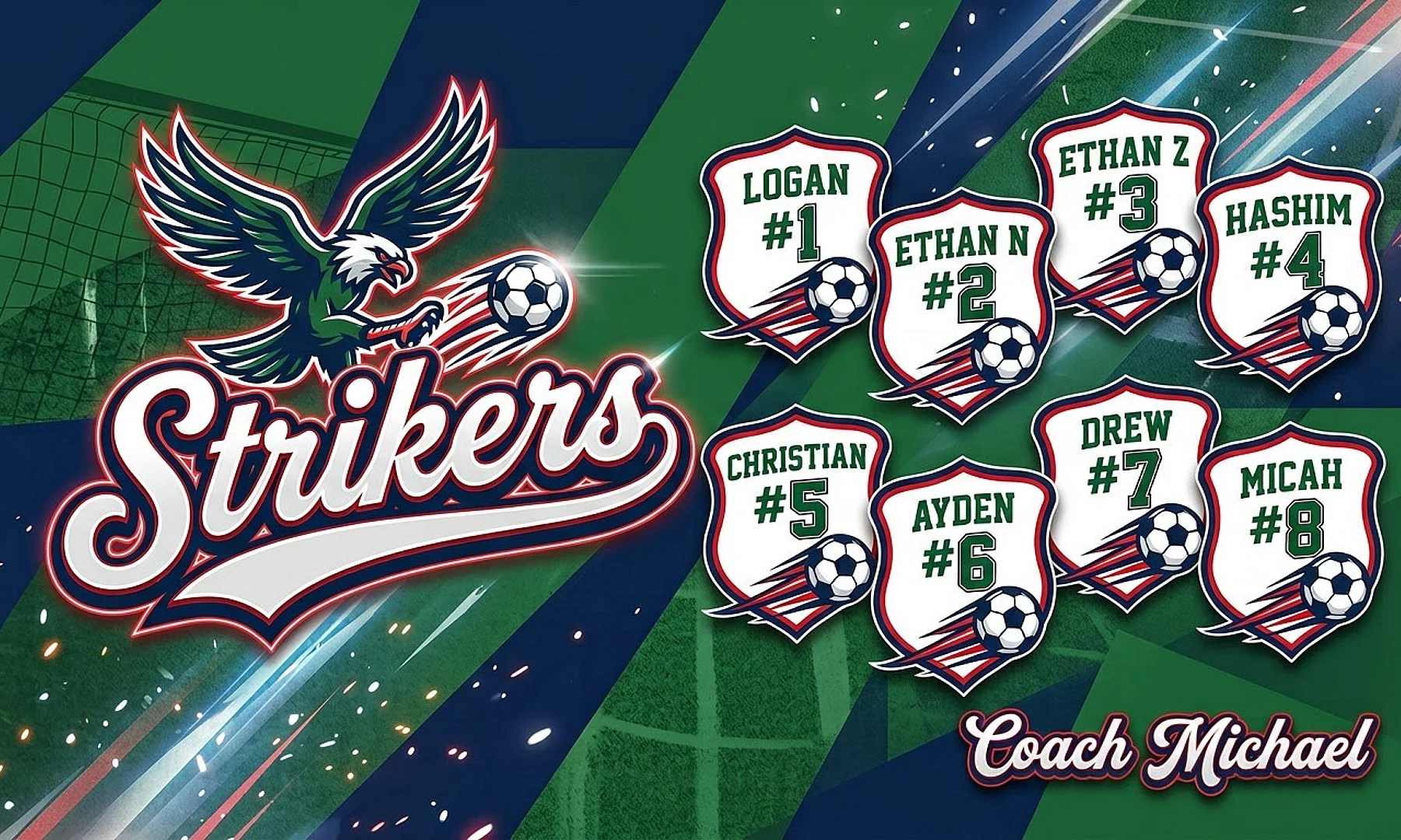 Strikers soccer team banner created with AI