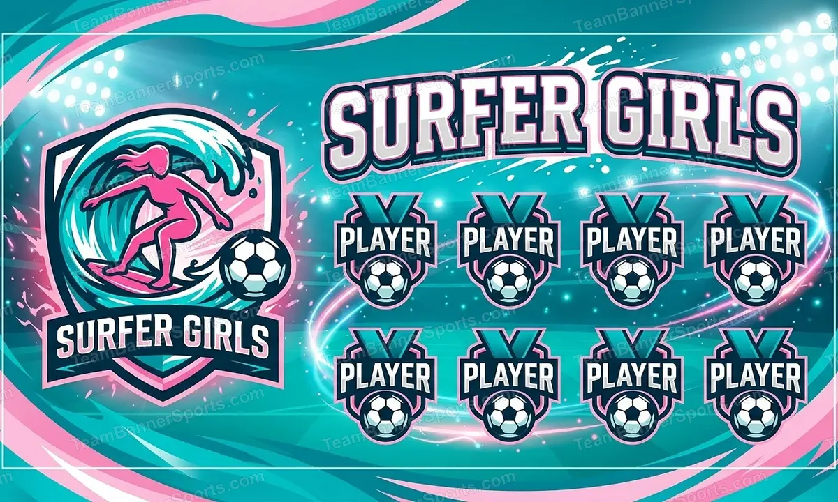 Surfer Girls soccer team banner created with AI