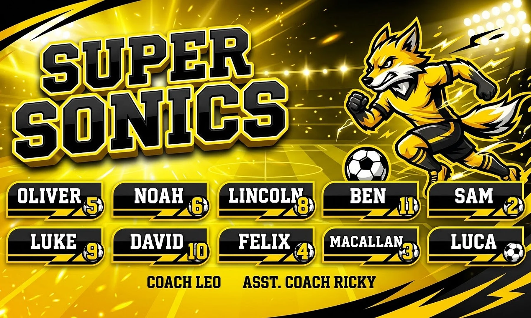 Super sonics soccer team banner created with AI