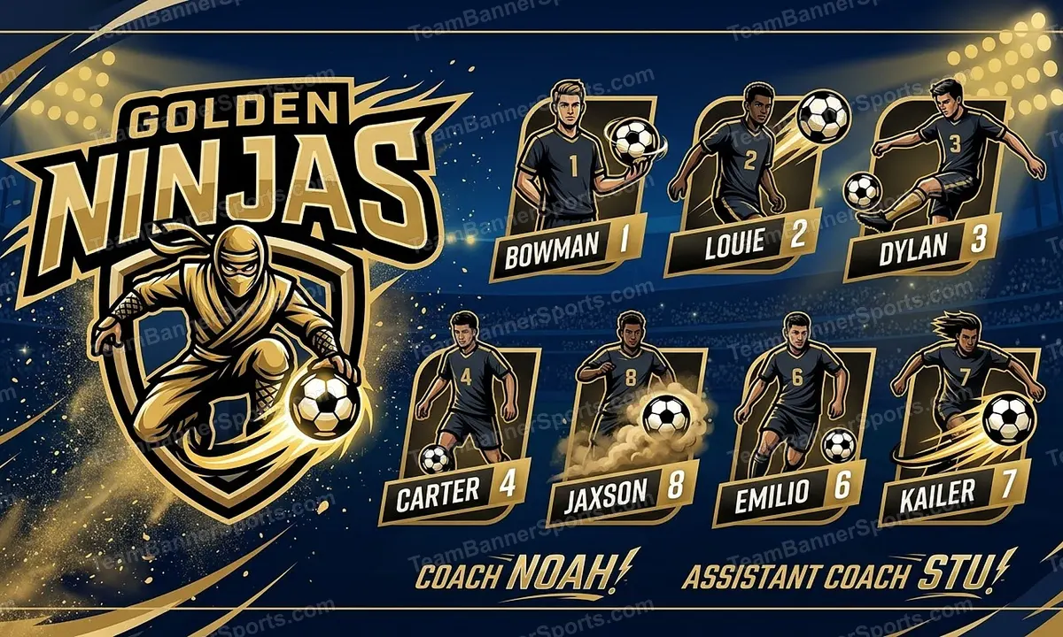 Golden Ninjas soccer team banner created with AI