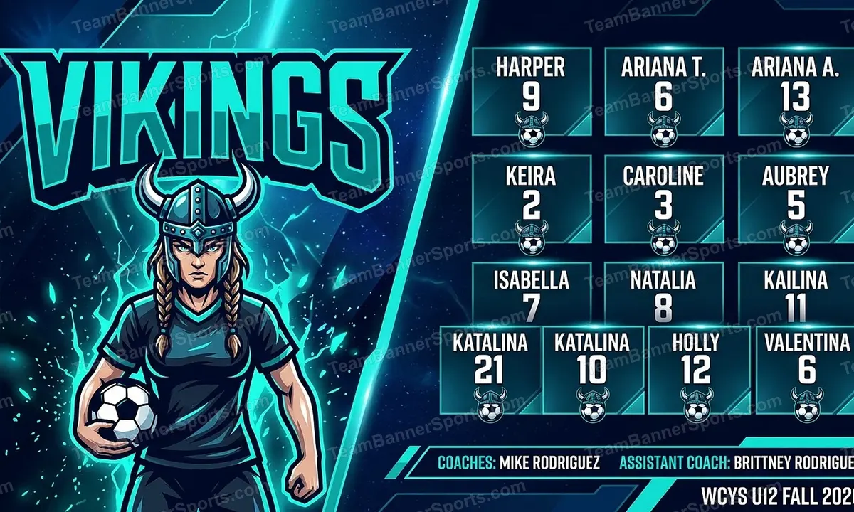 Vikings soccer team banner created with AI