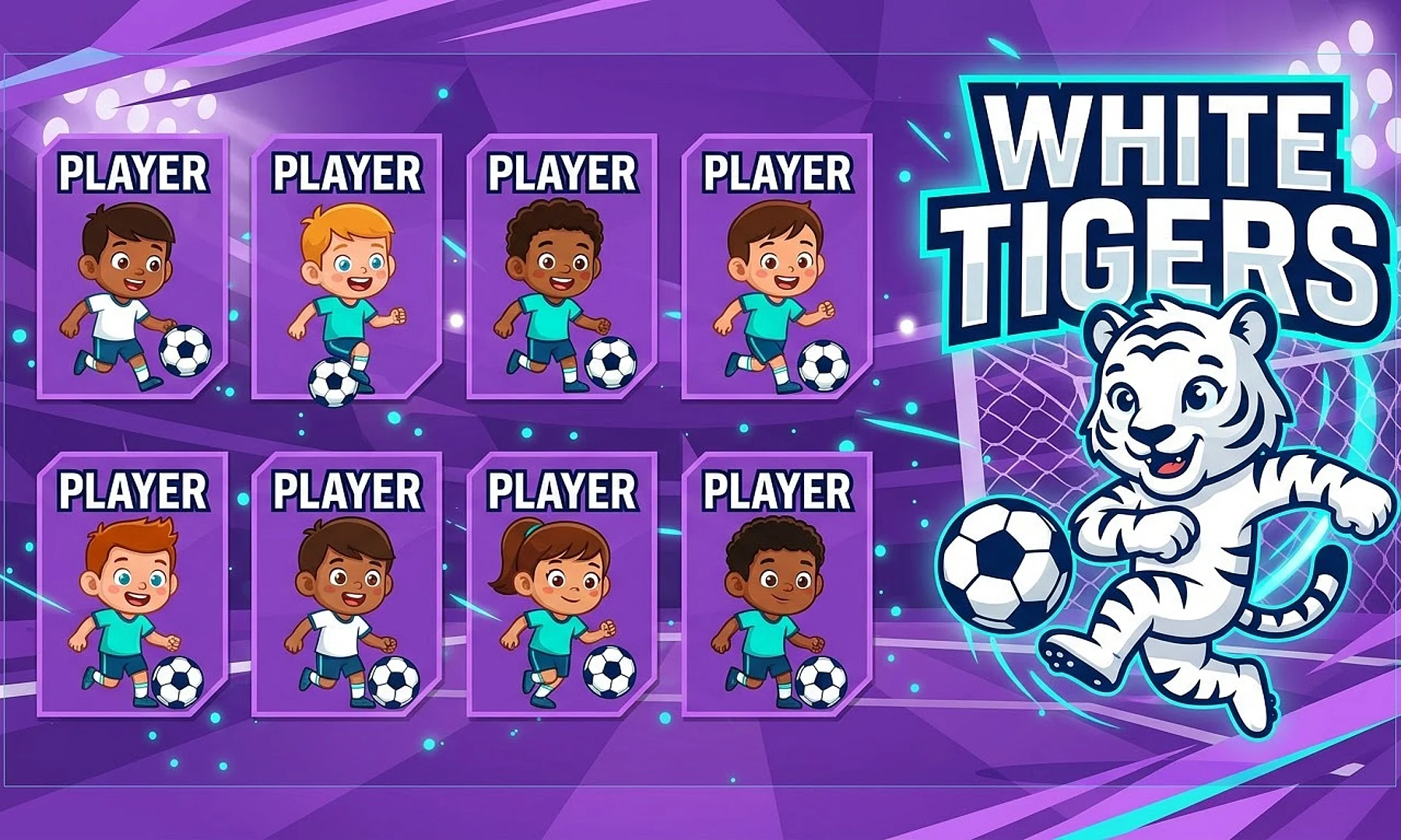 White Tigers soccer team banner created with AI