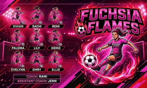 Fuchsia Flames Soccer AI image template