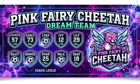 Pink Fairy Cheetah Dream Team Soccer AI image template
