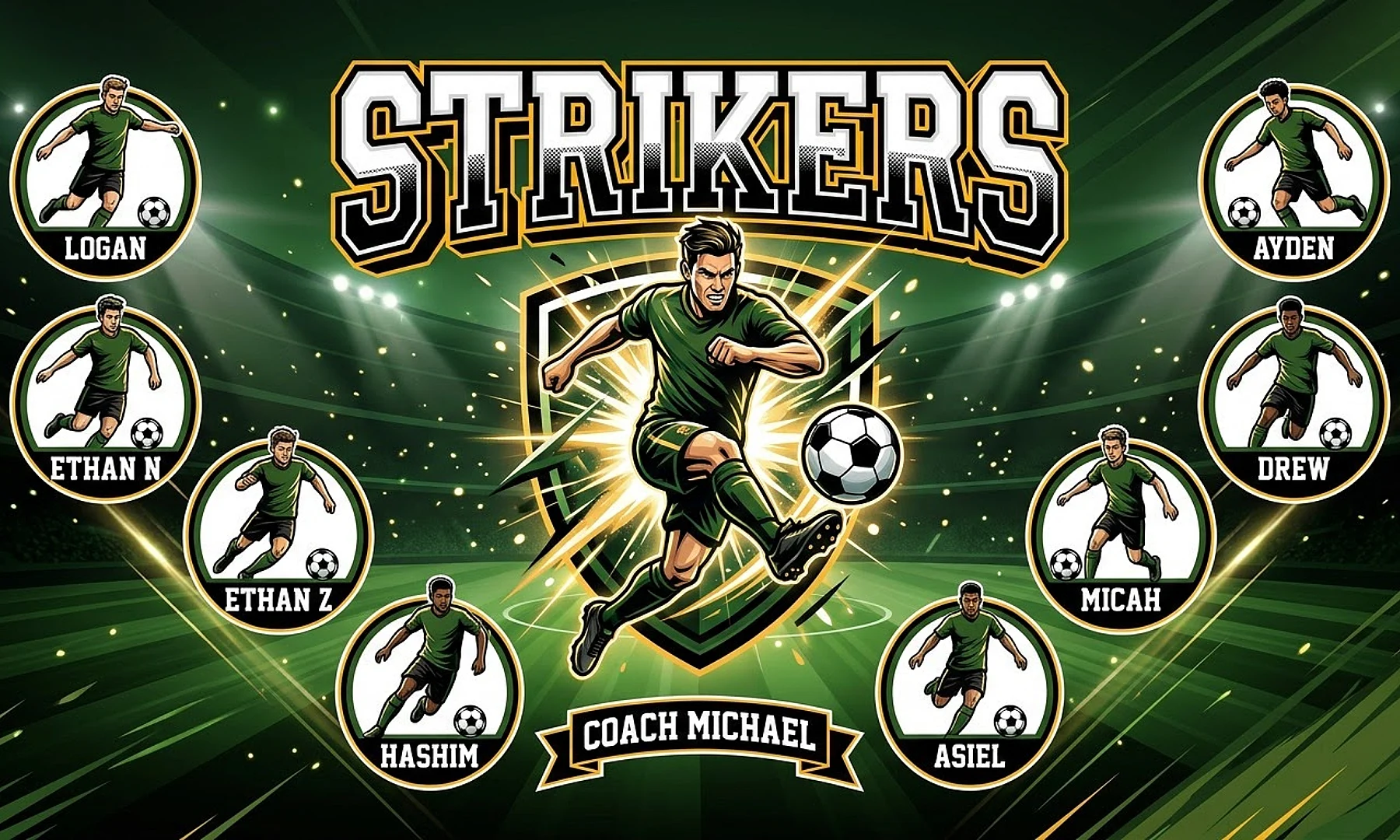 Strikers soccer team banner created with AI