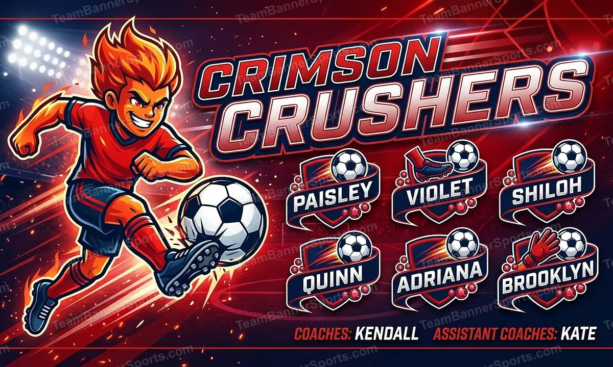 Crimson crushers soccer team banner created with AI