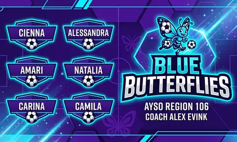 Blue Butterflies Soccer AI image template