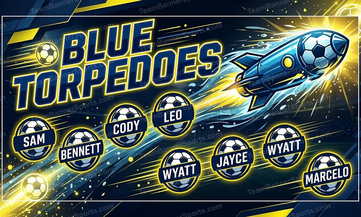 Blue Torpedoes soccer team banner created with AI