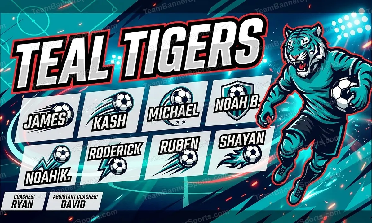 Teal Tigers soccer team banner created with AI