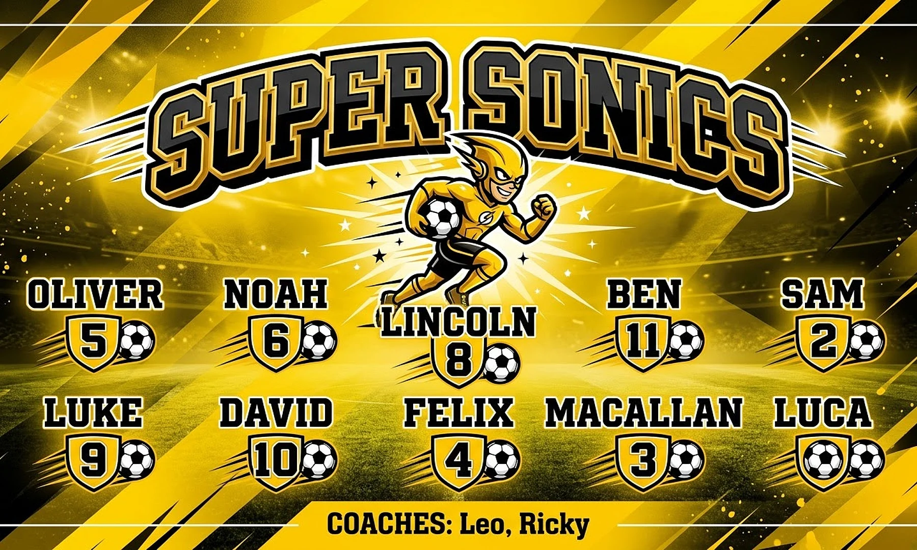Super sonics soccer team banner created with AI