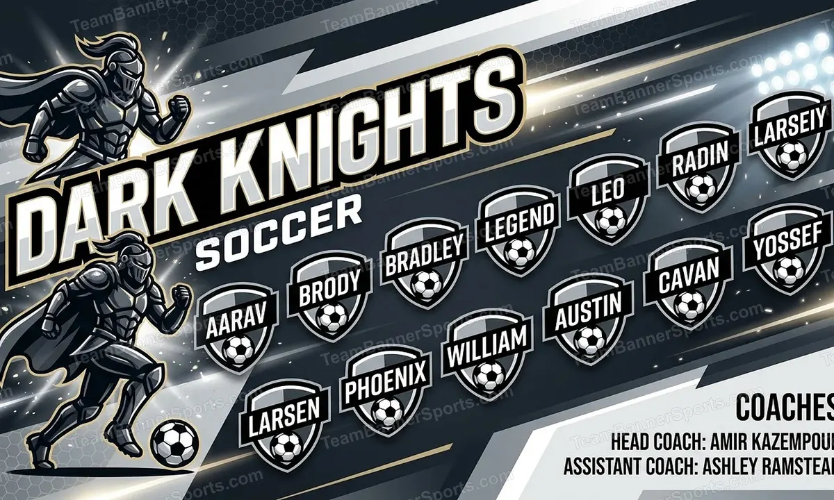 Dark Knights soccer team banner created with AI