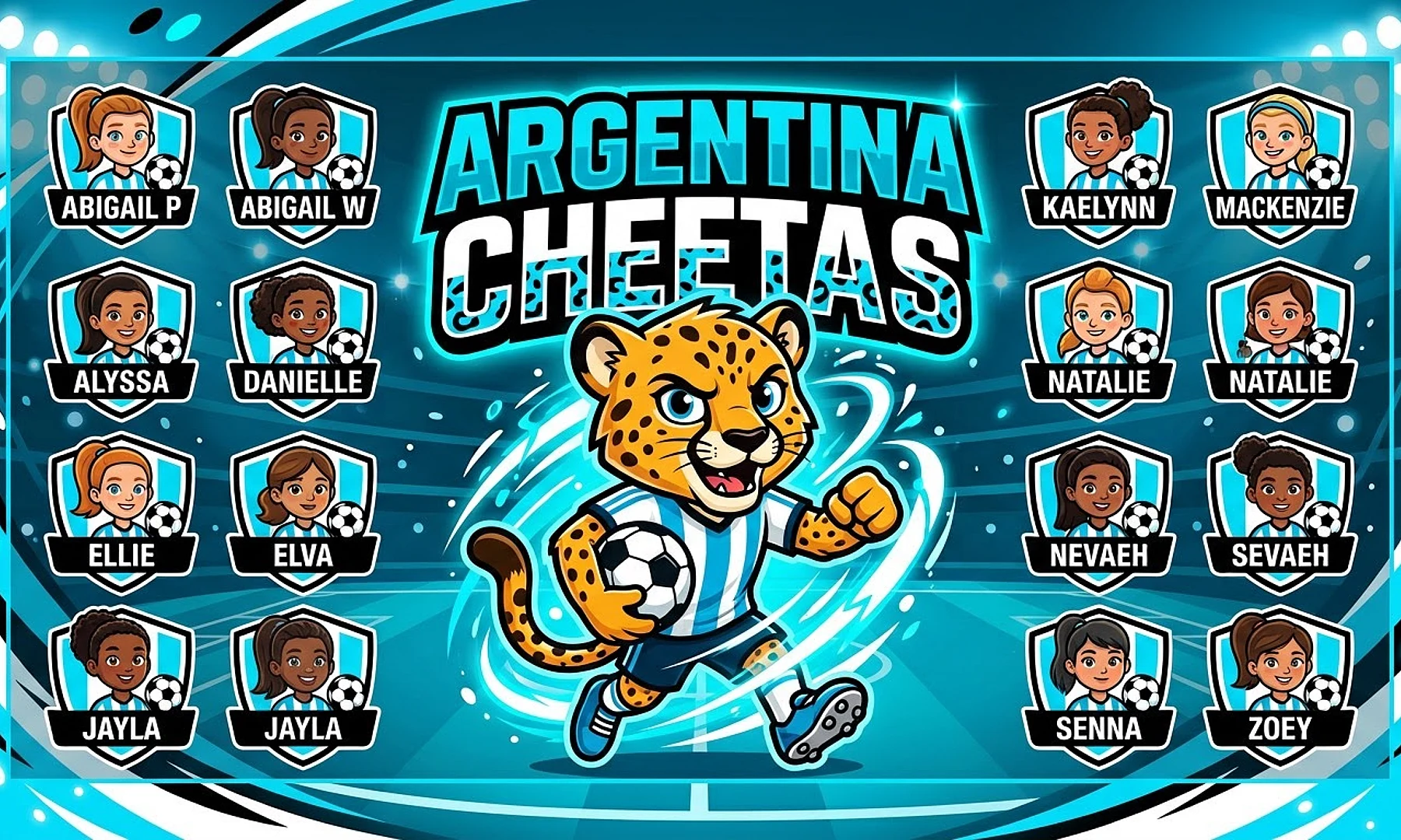 Argentina Cheetas soccer team banner created with AI