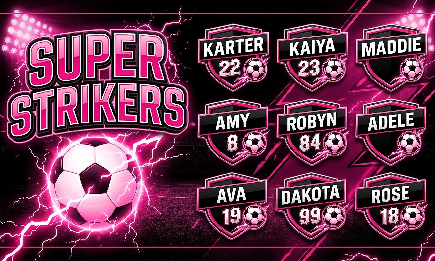 Super Strikers soccer team banner created with AI