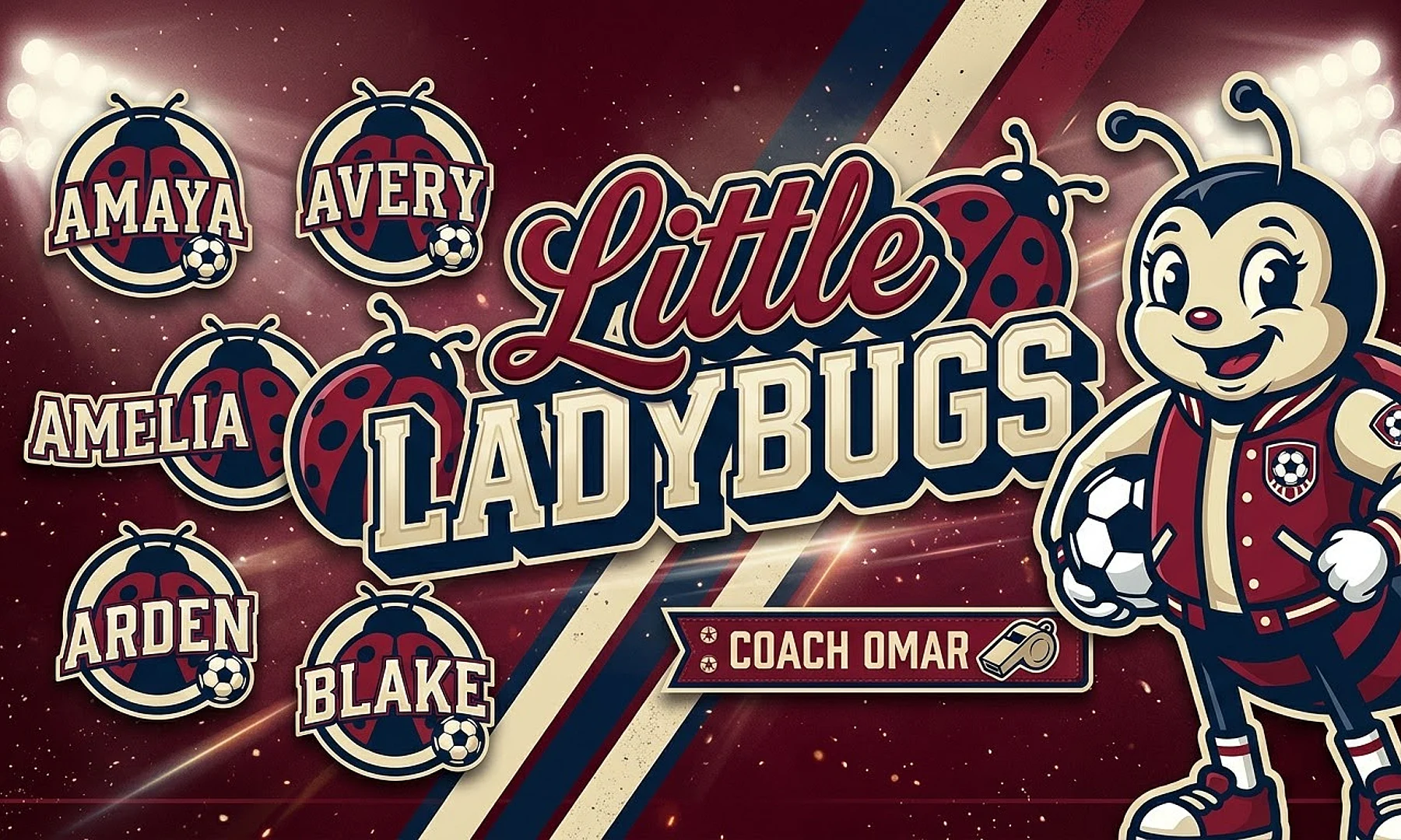 Little Ladybugs soccer team banner created with AI