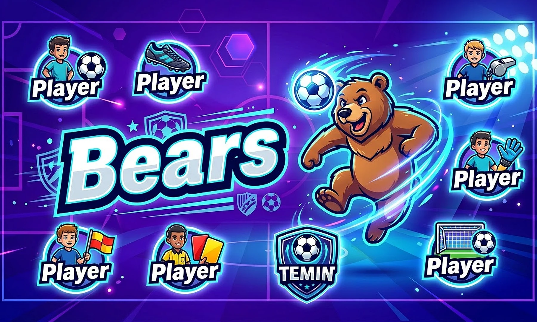Bears soccer team banner created with AI