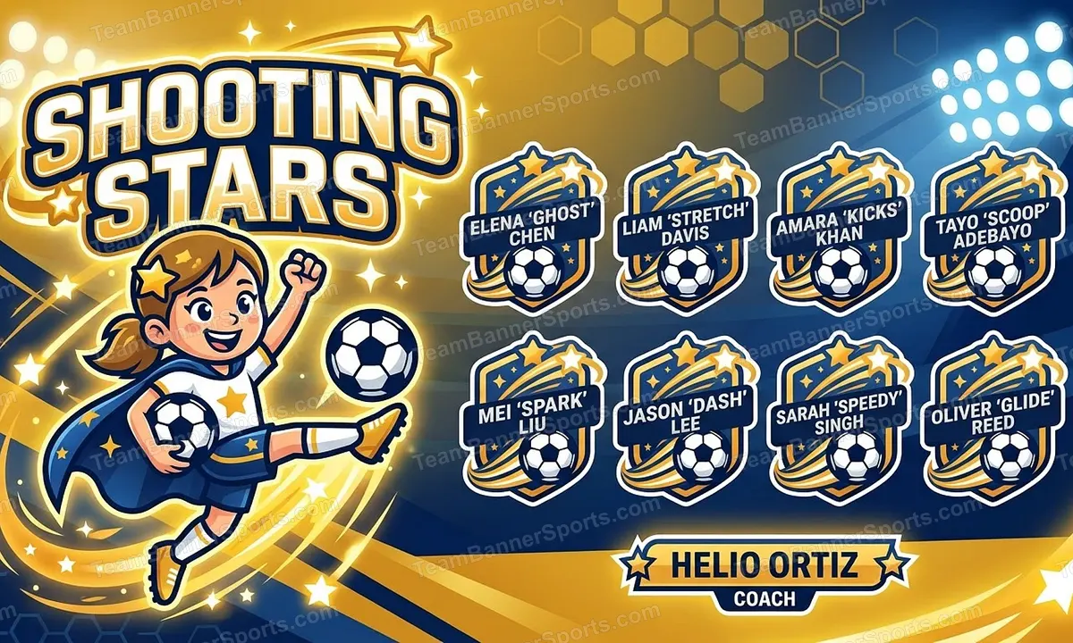 Shooting stars soccer team banner created with AI
